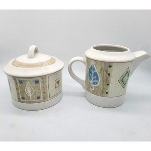 Country Quilt Cream And Sugar Dish By Makisa